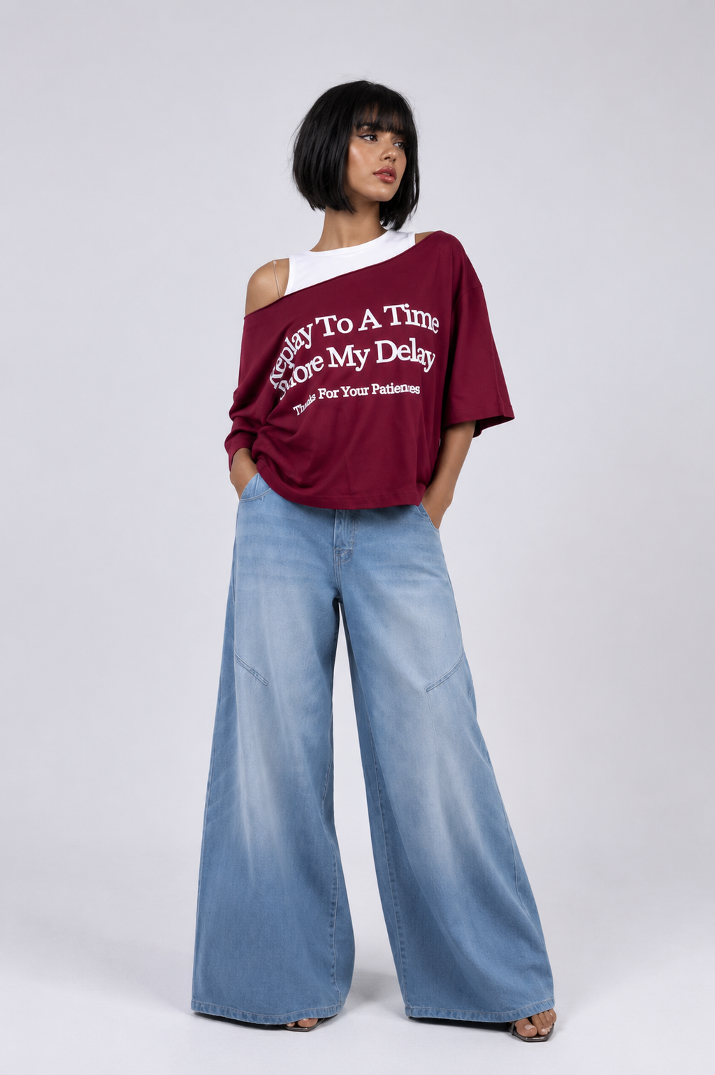 off shoulder top box fit + basic cut